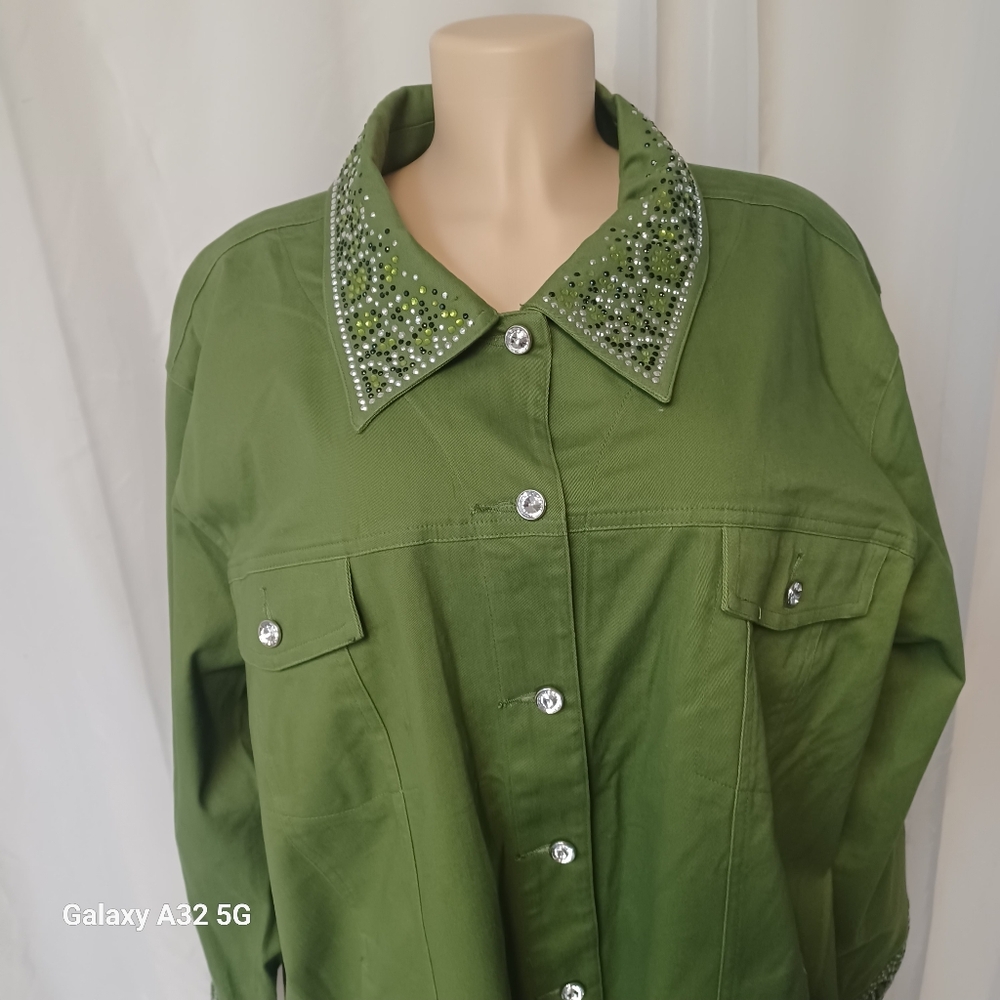 QUAKER FACTORY SIZE 3X Green Embellished Women's Jacket - Picture 4 of 13